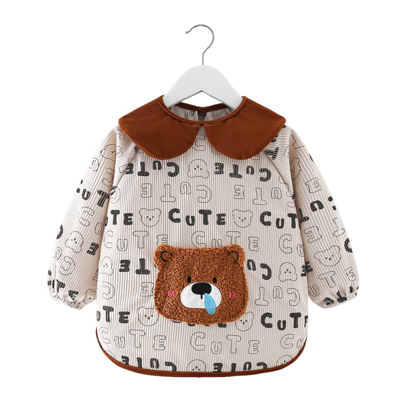 Children's smock, baby's eating bib, 1-3 years old, reverse wearing, waterproof, anti-dirty, men's eating protective pocket, autumn and winter