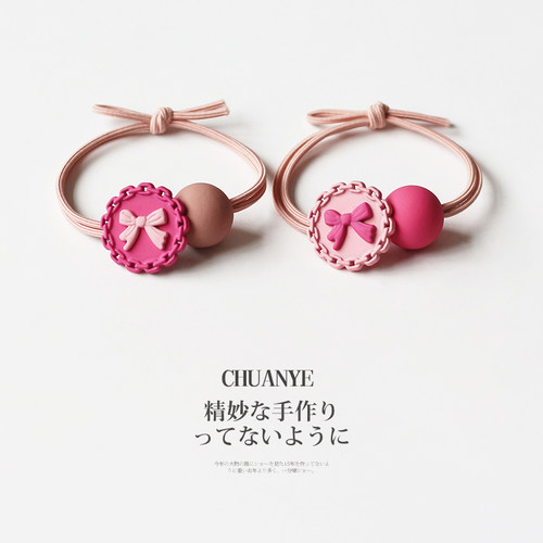 川野圆球串珠芭比粉发圈2025新款发绳少女可爱简约皮筋女扎头头绳 - 图1