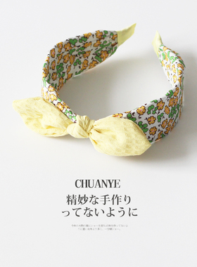 川野日系甜美蝴蝶结碎花发箍