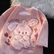 Pure cotton cartoon pink flocking summer cartoon short sleeves