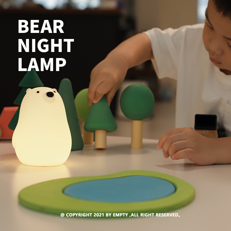 MUID| BEAR NIGHT LAMP小白熊硅胶入眠灯圆萌可爱治愈暖光-图0