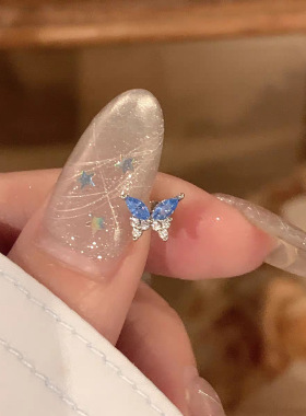 气质绝美蝴蝶耳骨钉ins钛钢养耳洞耳蜗钉睡觉免摘超闪耳钉女螺丝