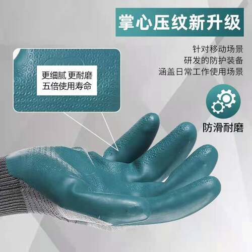 创信手套劳保耐磨L128橡胶压纹男工地干活木工钢筋工搬砖防滑耐用 - 图1
