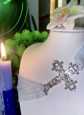 新款项链十字架男女通用合金蕾丝