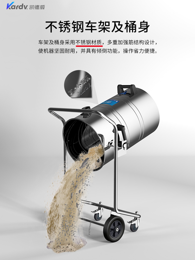 凯德威小型仓库洗车场用干湿吸尘器GS-1245吸粉末用45L工业吸尘器 - 图3