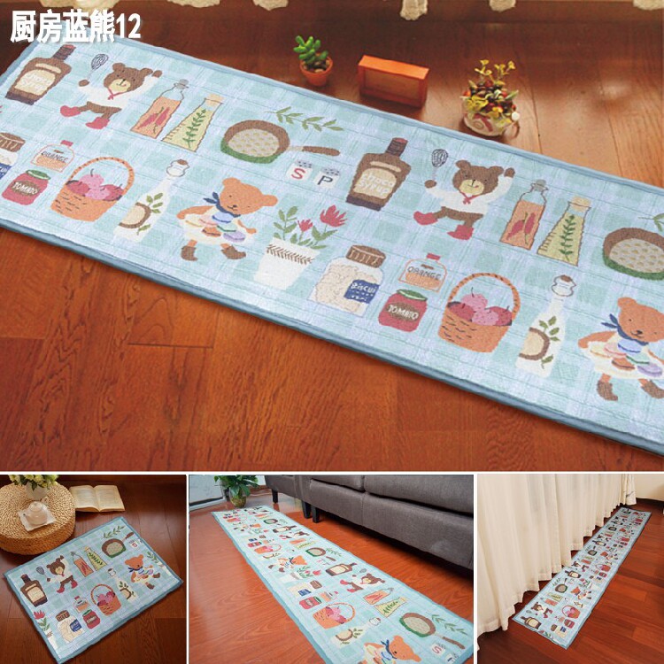 Kitchen floor mat cotton and linen woven carpet anti-oil anti-slip foot mat Japanese rectangular absorbent mat bathroom door