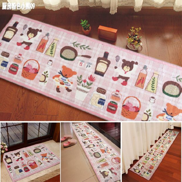 Kitchen floor mat cotton and linen woven carpet anti-oil anti-slip foot mat Japanese rectangular absorbent mat bathroom door