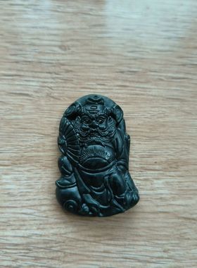 天然药王石墨玉钟馗吊坠 黑绿玉男士项链蛇纹石活磁石玉坠项链