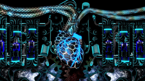 4个机械心脏动感无限循环vjloop舞台背景视频素材Techno Heart - 图0