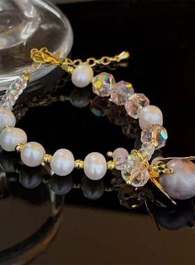 异形淡水珍珠手链手串水晶手饰