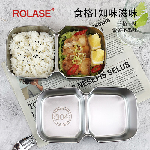 可加热304不锈钢饭盒食品级分格长方形学生专用蒸便当盒分隔餐盒 - 图0