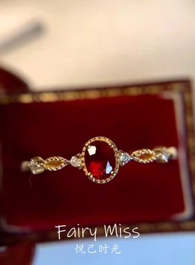 S925纯银培育鸽血红蓝宝石戒食指