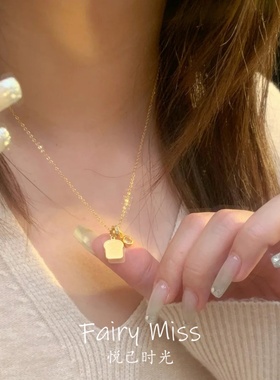 新中式微笑吐司面包锁骨毛衣项链