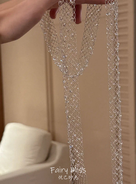 韩系清冷感银色蕾丝网纱流苏项链