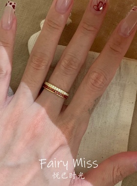 复古本命年红宝石双排女戒指轻奢