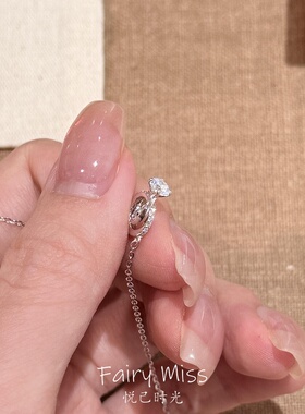 双环镶钻银锁骨链轻奢小众送礼