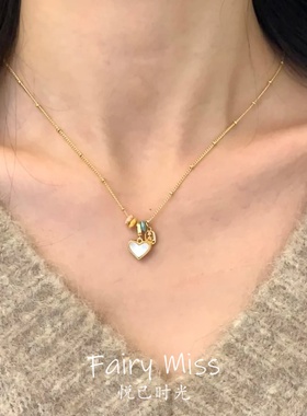 双生心影设计师款双面爱心锁骨链