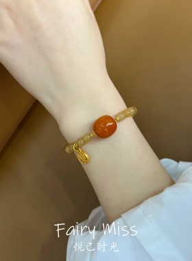 琉璃和田色串珠手链女转运珠手串