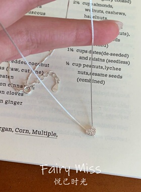 S925纯银超mini闪钻精致爱心项链