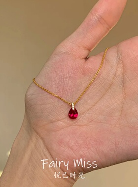 S925银镀18K真金红刚玉极简项链