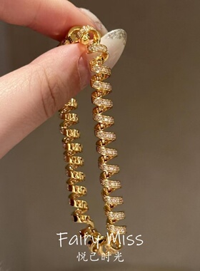 原创电话线缠绕手链串奢华名媛风