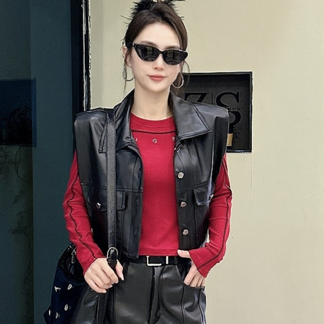 2025秋冬新款曳步舞运动套装女网红同款皮马甲皮裤广场舞队服,淘宝优惠券,粉丝福利购,淘宝优惠卷