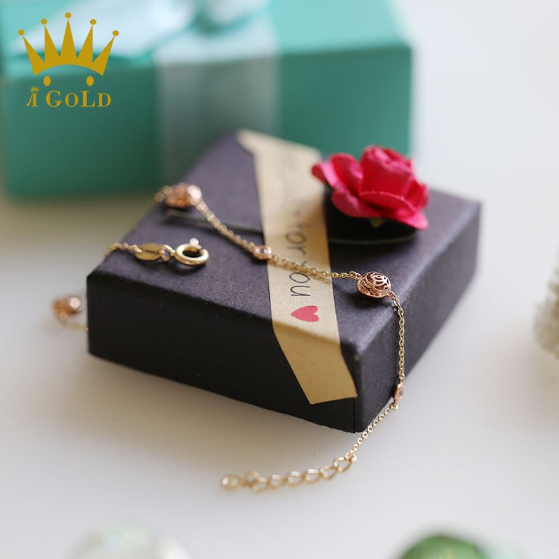 彩金饰品 简约时尚 娇艳玫瑰手链 奢金手链 18K 14K 9K iGOLD A 彩金饰品 简约时尚 娇艳玫瑰手链 奢金手链 18K 14K 9K iGOLD A