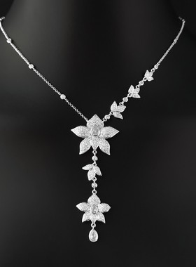 花朵长款项链花瓣多花可调节毛衣链女小花锁骨链轻奢送女友礼物