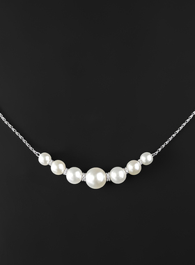 项链女精致珍珠毛衣链笑脸锁骨链银轻奢小众设计感送女友七夕礼物