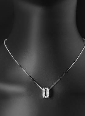 双环形吊坠可调节项链女银工字毛衣链饰品简约大气设计感送礼物