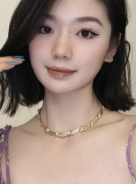 中古莫奈Monet麦穗书本款欧美宫廷小众复古轻奢vintage风项链素金