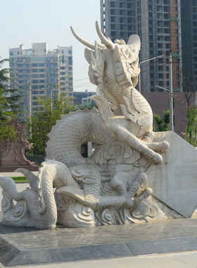 石雕龙雕塑汉白玉镇宅招财动物雕像刻字印章户外广场装饰落地摆件