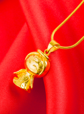 18k花开富贵女款水波纹吊坠项链