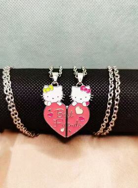 铁合金kt项链同款女潮酷辣妹爱心一对学生闺蜜拼接爱心吊坠