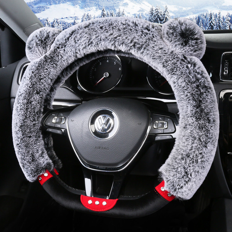方向盘套冬季短毛绒D型女韩国可爱适用大众新速腾朗逸polo高尔夫7,淘宝优惠券,粉丝福利购,淘宝优惠卷