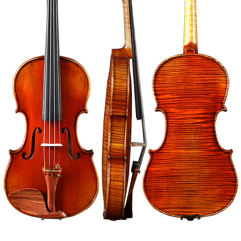 青歌QV302虎纹独板小提琴手工学院乐团欧料教学演奏型小提琴-图0