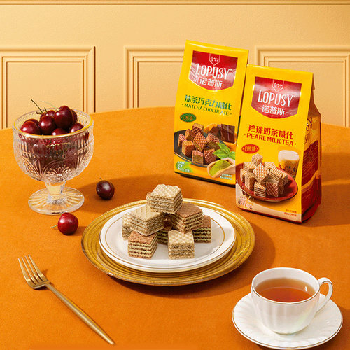 丹夫新品诺普斯80gx3包珍珠奶茶高蛋白黑巧抹茶巧克力威化饼干 - 图1