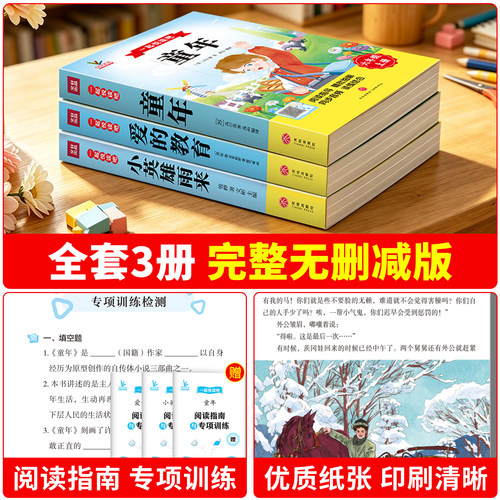 全套3册 童年六年级上册必读的课外书高尔基原著正版快乐读书吧六上阅读书籍人教版书目爱的教育亚米契斯小英雄雨来管烨6上完整版 - 图2