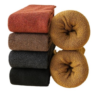 毛圈小腿袜子女秋冬季加绒加厚保暖长筒袜冬天美腿过膝毛圈袜护套