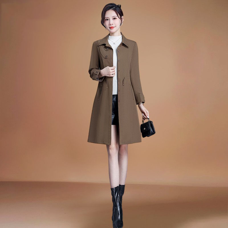 高端品牌小个子杭州意法风衣外套女款2025新款秋冬装休闲大衣妈妈 - 图0