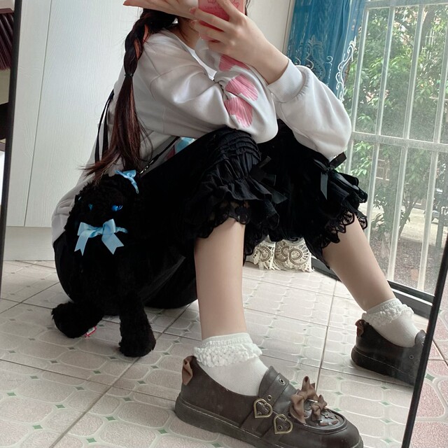 Lolita ເດັກຍິງຍີ່ປຸ່ນອ່ອນ accordion pleats leggings ຄວາມປອດໄພຫວານ Lolita ສະດວກສະບາຍ pumpkin pants ແບບຍາວ
