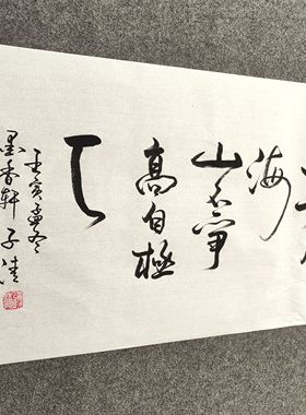 书法字画定制手写真迹毛笔字水能善下方成海山不争高自极天