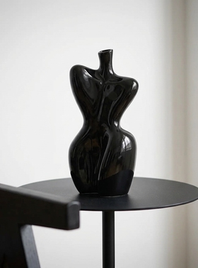 创意人体造型黑陶瓷花瓶摆件
