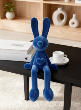 蓝色兔子毛绒玩偶摆件轻奢包挂