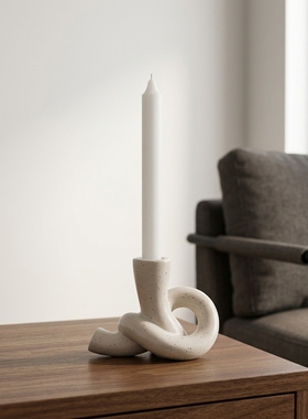 创意陶瓷白色不规则烛台摆件