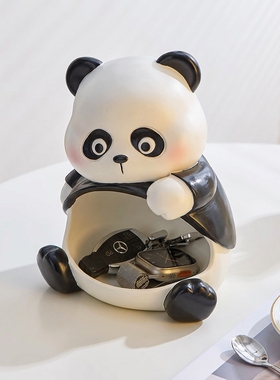 可爱熊猫造型桌面收纳盒摆件
