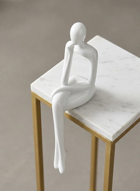 简约现代白色陶瓷人物雕塑摆件