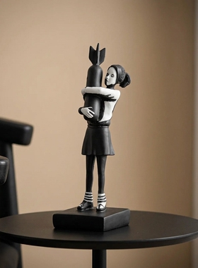 黑白创意人物雕塑桌面摆件