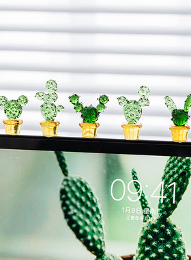 创意仙人掌工位装饰办公室桌面电脑屏幕显示器趴趴摆件治愈系礼物