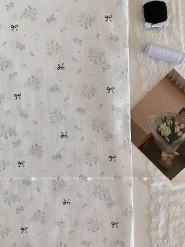 全棉40支印花布韩系少女ins小碎花蝴蝶结家居服发饰童装布diy布料 - 图0